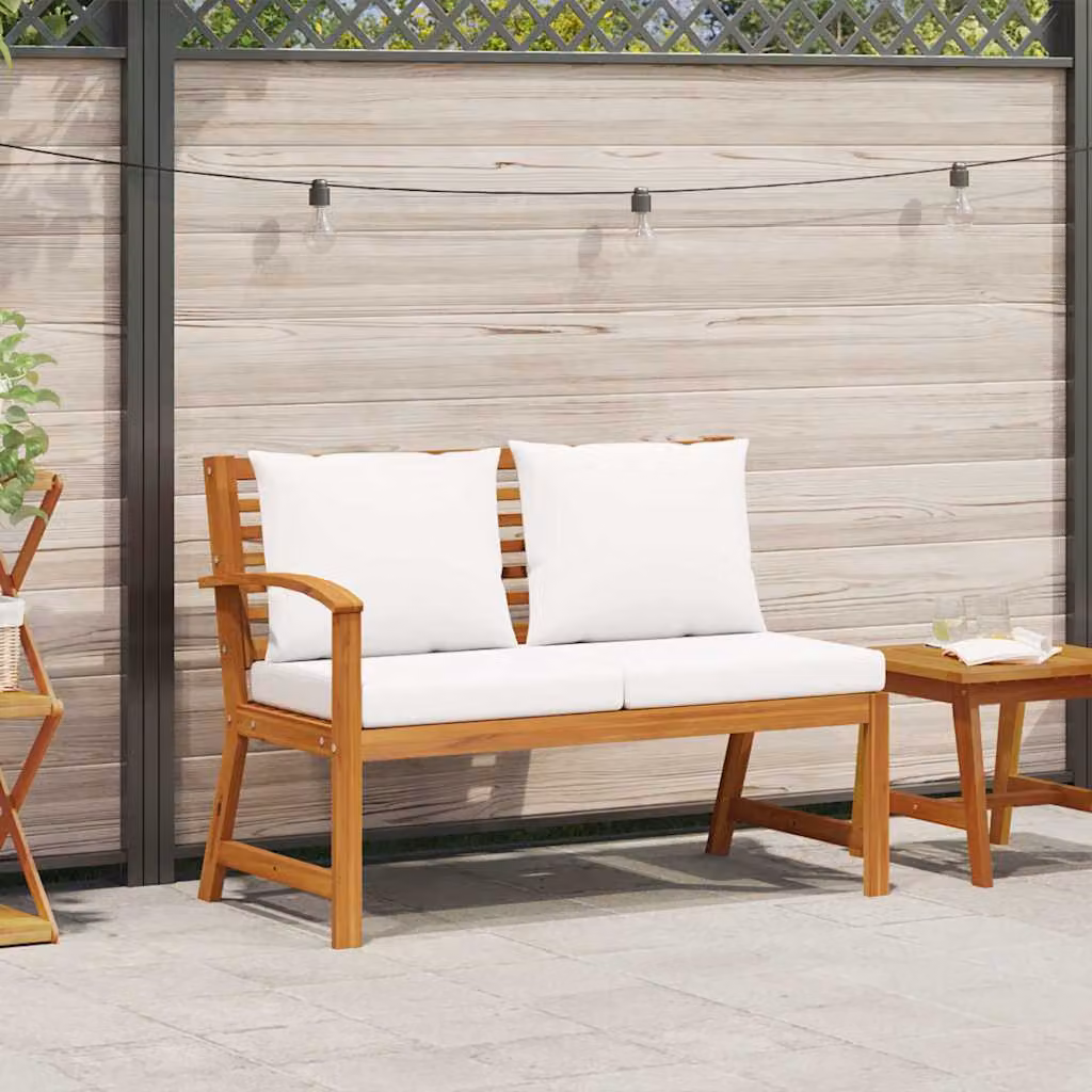 vidaXL Panca da Giardino 114,5 cm con Cuscino Crema in Legno di Acacia