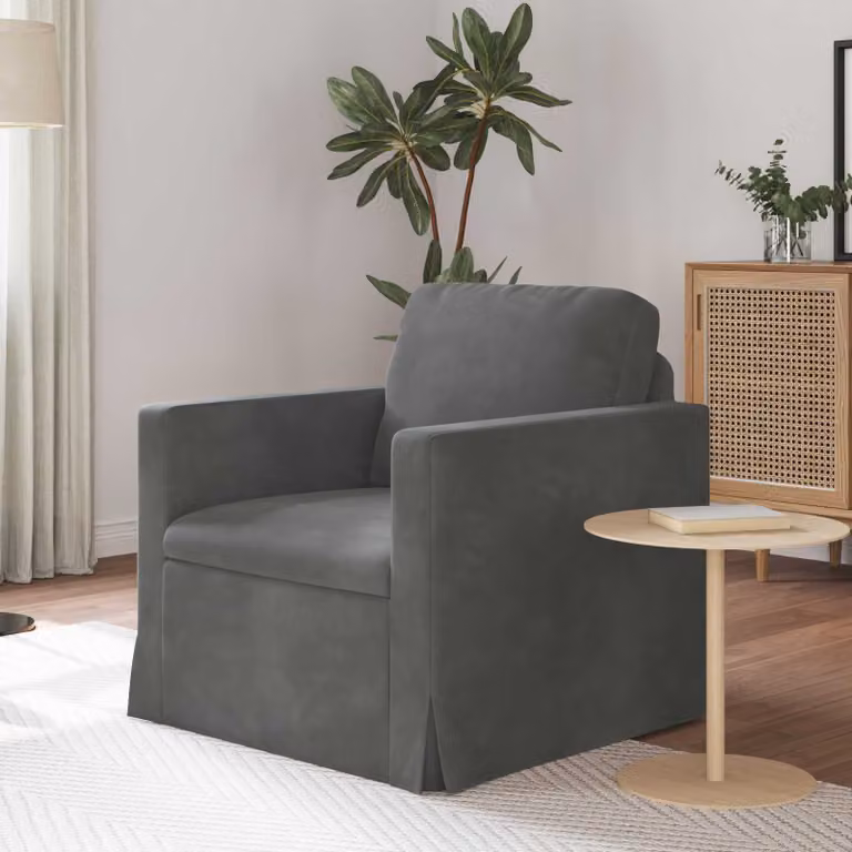 vidaXL Divano Moderno in Velluto Grigio con Struttura in Metallo L: 78 cm, P: 78 cm, H: 80 cm