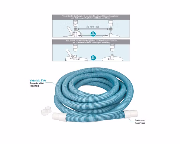 BAYROL Deluxe tubo di aspirazione 8 m con 2 adattatori Ø32 mm