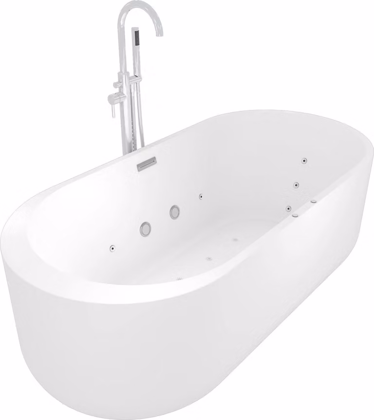 vasca da bagno autoportante F26 170x80cm con idromassaggio aria e acqua e rubinetto AF02