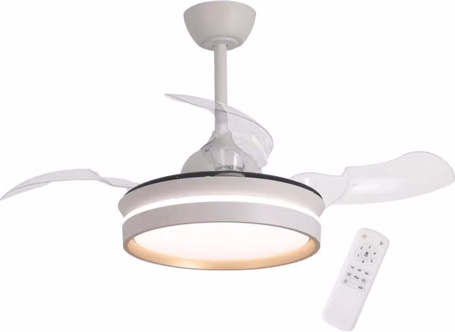 LÚZETE Ventilatore da soffitto con luce LED da 24W, motore DC, bianco e oro, con telecomando – 1