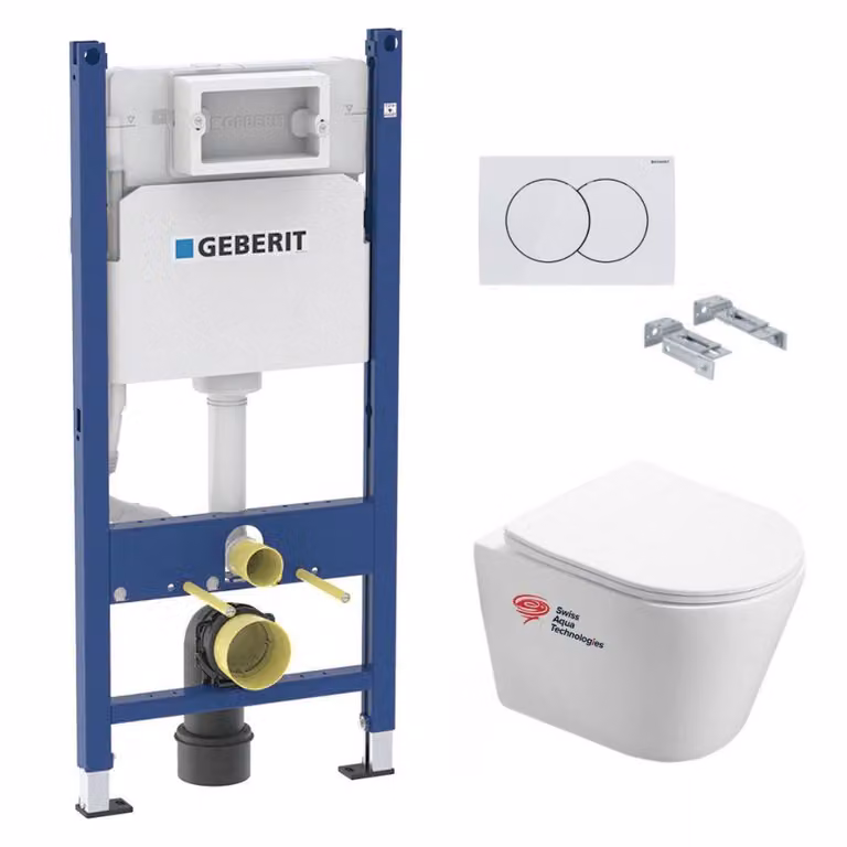Set WC sospeso con modulo Geberit Duofix e WC senza bordo SAT Infinitio