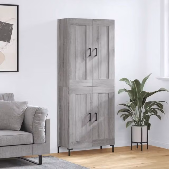 Credenza-Buffet-Armadio da cucina Grigio Sonoma 69,5x34x180 cm in Legno Multistrato 393797