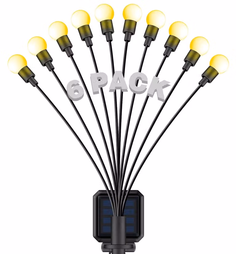 Set di 6 luci LED a forma di lucciole solari, luce bianco caldo, resistenti alle intemperie