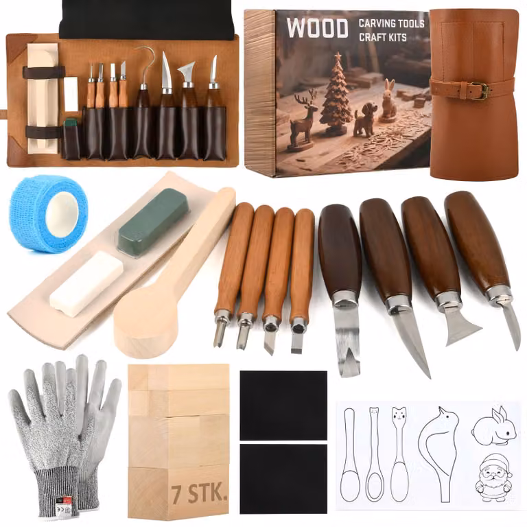 Set di coltelli per intaglio, realizzati a mano, 1 pezzo, 1,09 kg