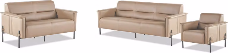 Sitzmöbel Beige Sofagarnitur Set 3-Sitzer 2-Sitzer Sessel Leder Modern
