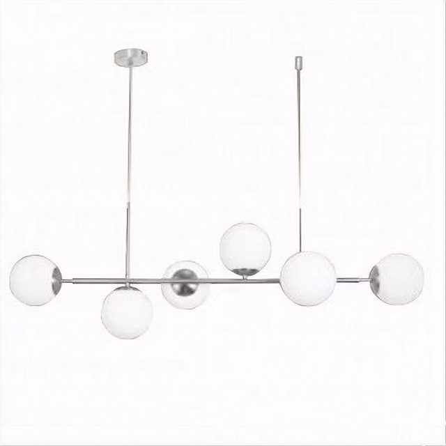 Lampadario a sospensione Trade Shop in argento con 6 sfere in vetro bianco e attacco G9