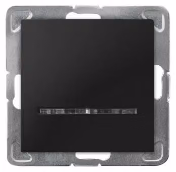 Interruttore singolo a incasso, serie Ospel Impresja, modello ŁP-1YS/m/33, colore nero, con illuminazione
