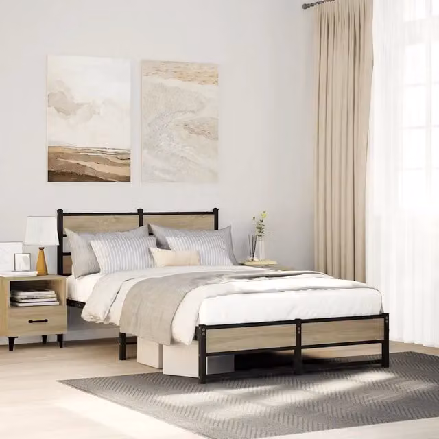 Struttura Letto Design Mania in Metallo e Rovere Sonoma Marrone L/P/H: 120 x 200 x 91.5 cm