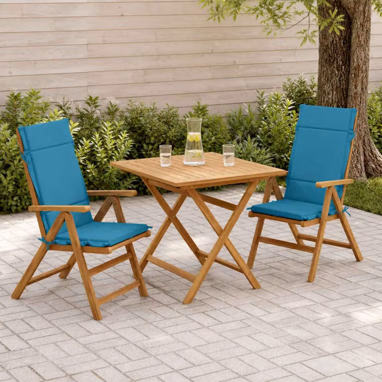 Set di 2 cuscini per sedia alta vidaXL GEMERT in poliestere blu con rivestimento rimovibile e antiscivolo