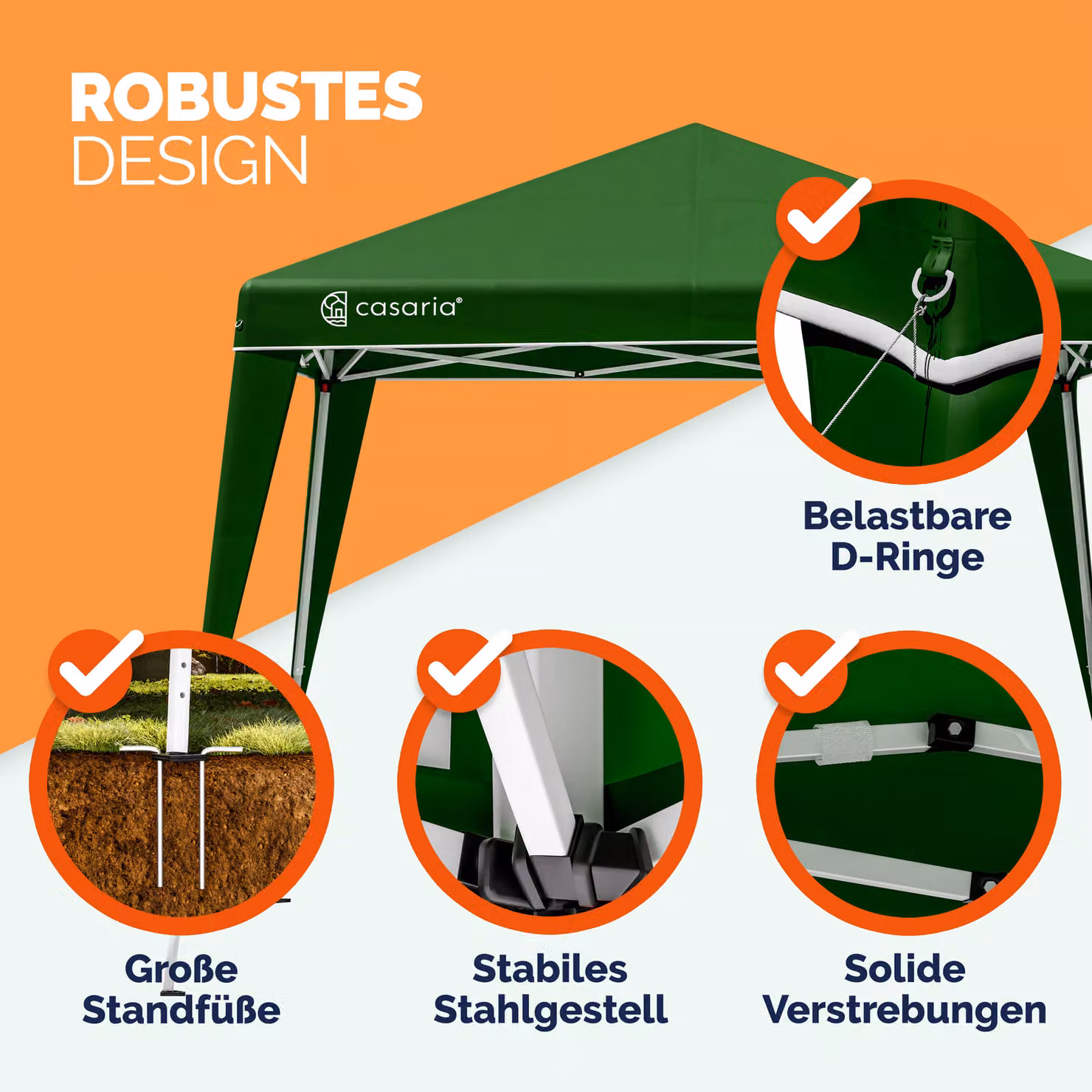 Gazebo pieghevole Casaria verde con pareti laterali e finestre, L/P: 300 x 300 cm, H: 250 cm – 2