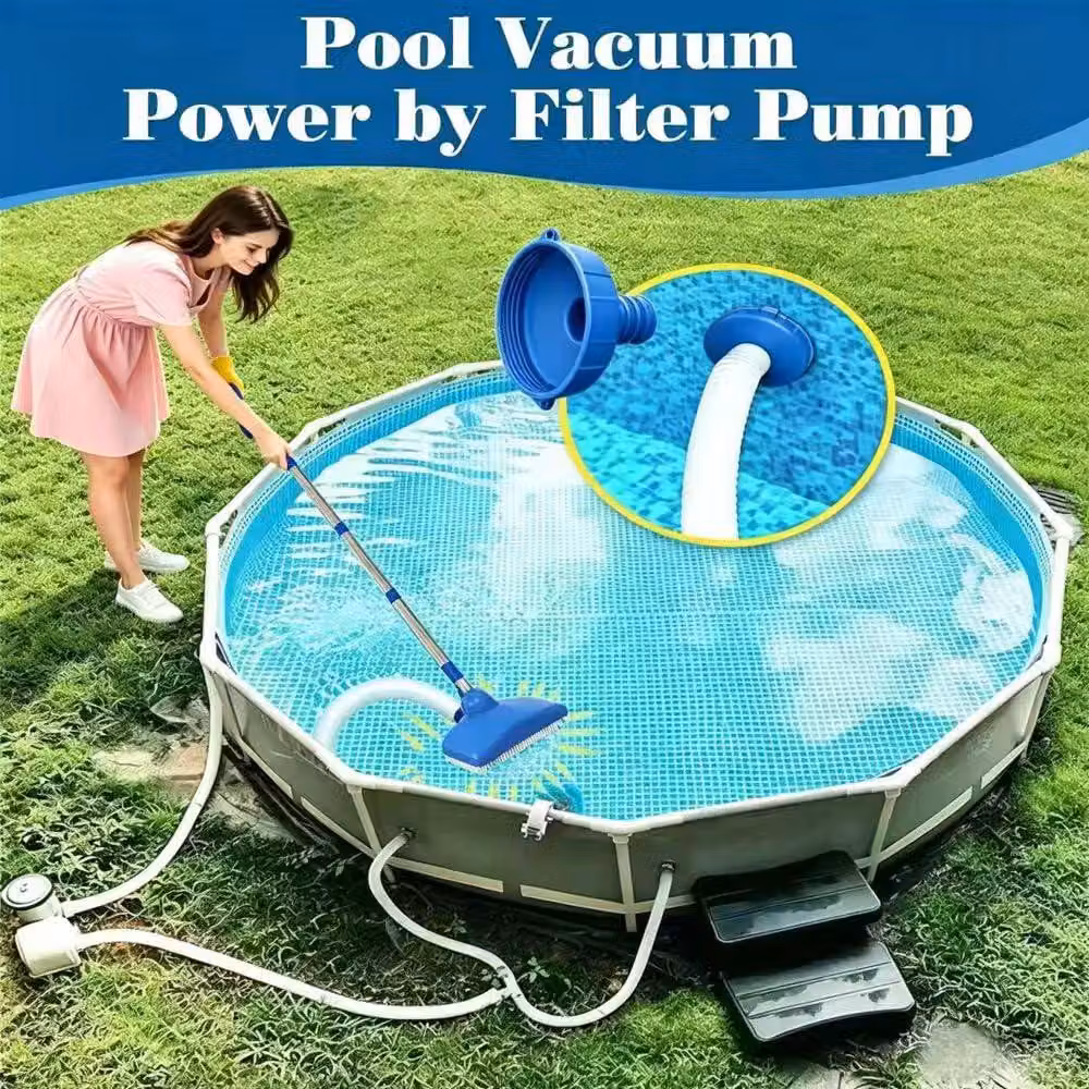Pulitore per il fondo della piscina, tubo da 350 cm, asta telescopica da 230 cm, per piscine