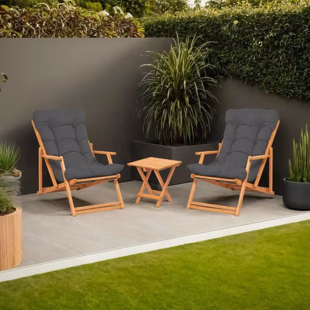 Set Tavolo e 2 Sedie Biagio DMORA in Legno, Marrone e Giallo, Design Moderno per Interno ed Esterno
