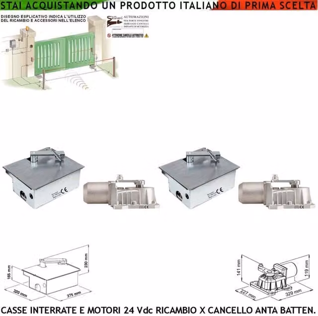 Kit Motori Securvera Under 24 Vdc con Casse Fondazione Autoportanti in Acciaio Zincato Argento per Automazione Cancello Esistente Compatibile VDS Lievore