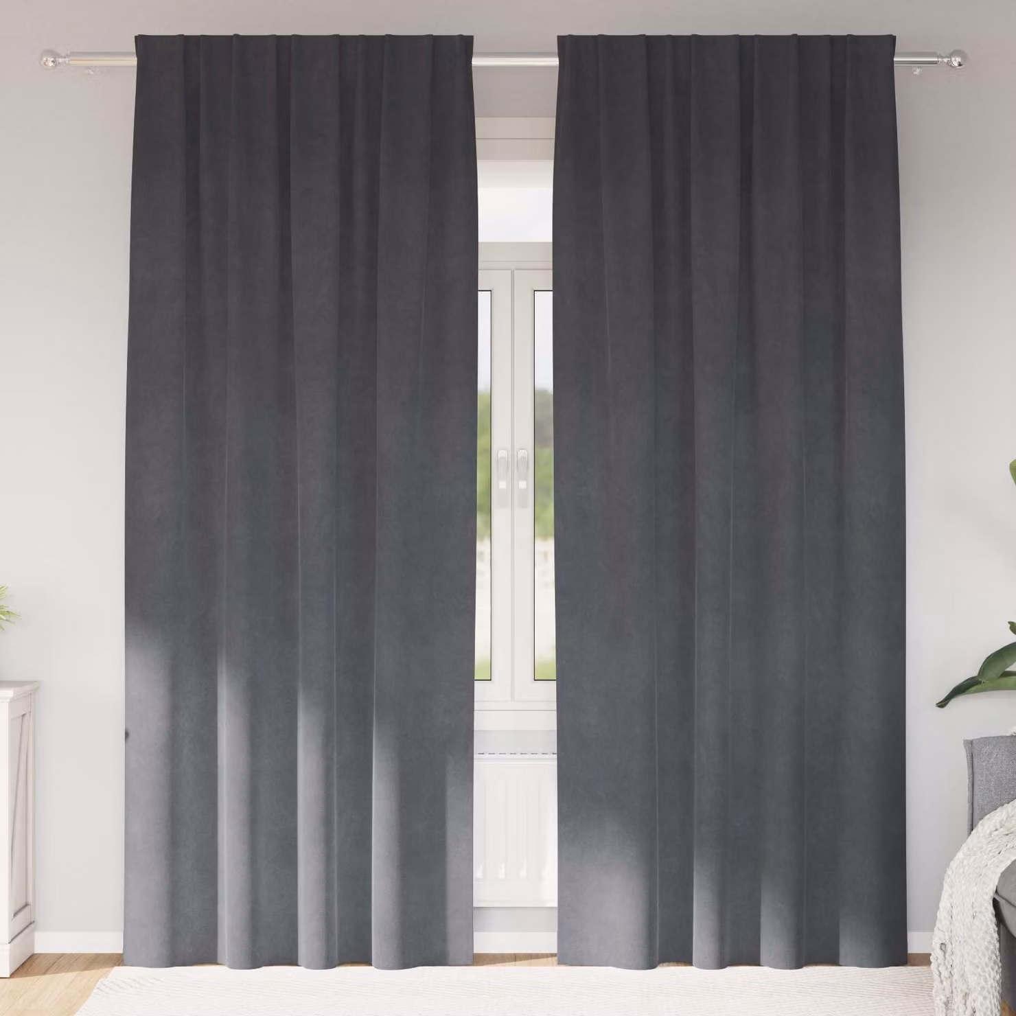 Set di 2 tende oscuranti vidaXL in velluto grigio, L: 140 cm, H: 225 cm