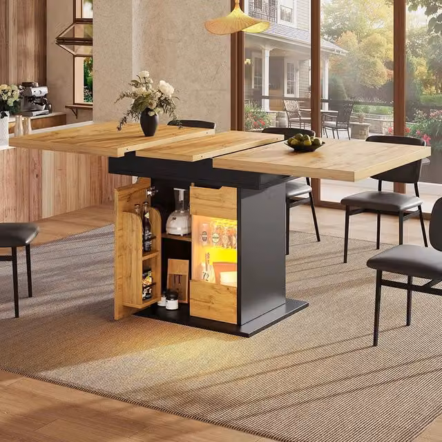 Tavolo estensibile - Xylo - 110-140x80cm con LED e ripiano snack