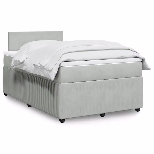 Letto con Giroletto a Molle e Materasso Ibrido vidaXL in Velluto Grigio e Bianco L/P/H: 120 x 190 x 100,5 cm