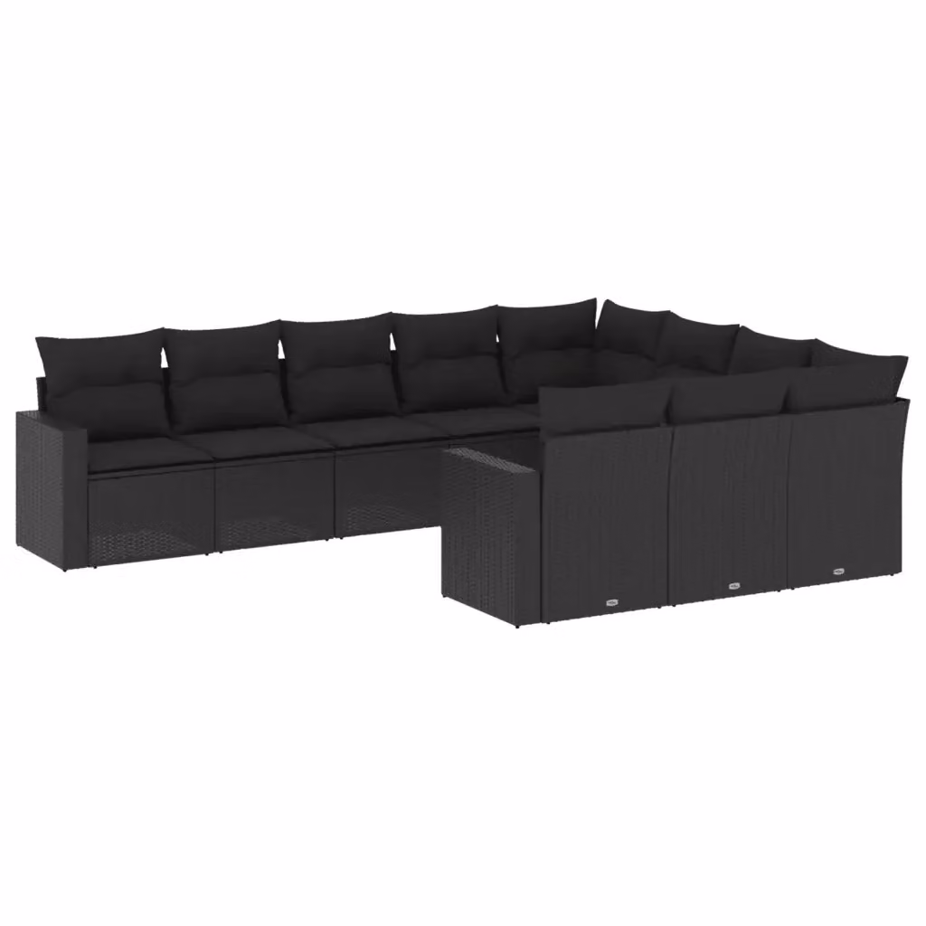 Set di Divani da Giardino vidaXL a Forma di L con Cuscini, Polyrattan e Struttura in Acciaio Nero – 2
