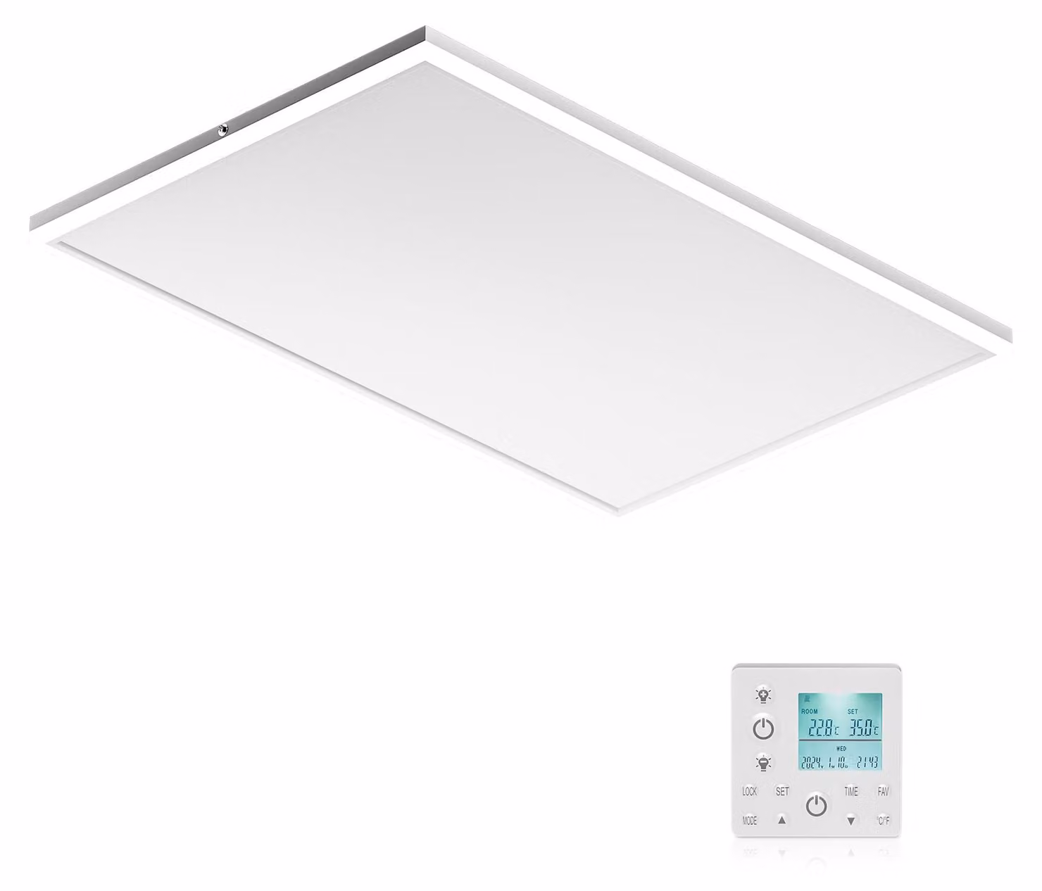 Riscaldamento a infrarossi da soffitto, 370 W - Pannello con illuminazione a LED - Alluminio bianco