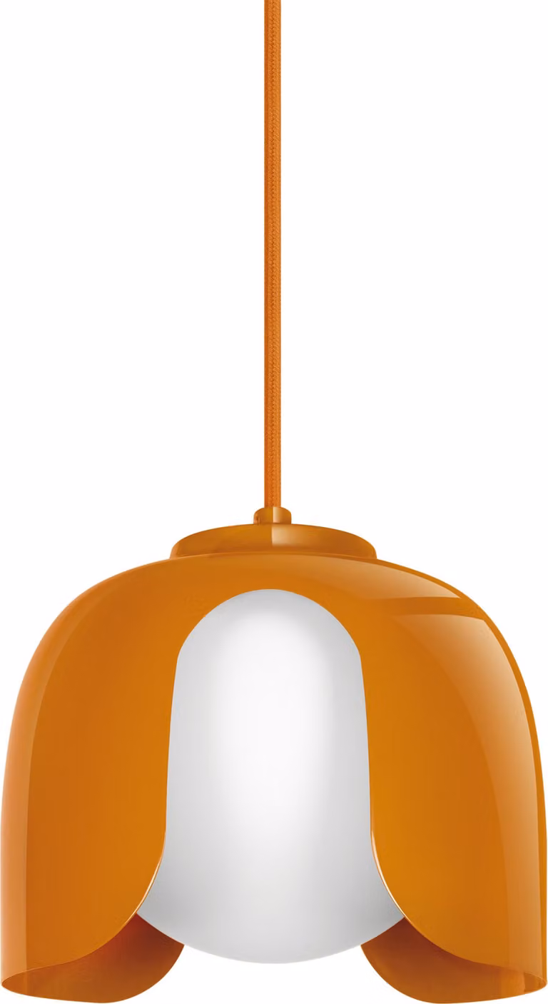 OSRAM Decor Corolle, lampada a sospensione, vetro metallico arancione, attacco E27, cavo tessile, 200 mm, stile retrò