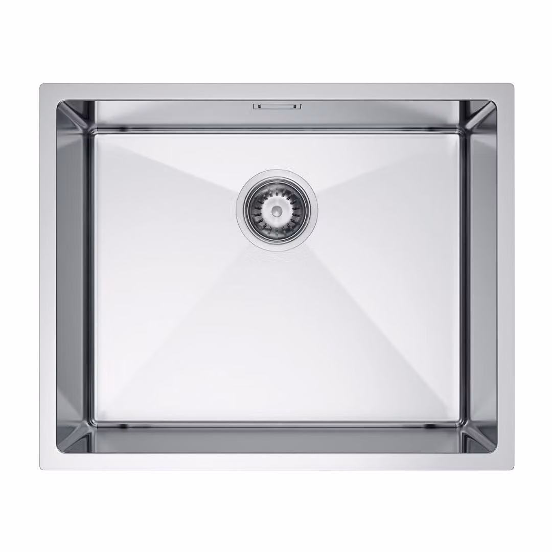 VBChome Lavello da incasso 54x44 cm in acciaio inossidabile Lavello da cucina Lavello da incasso a vasca singola senza sgocciolatoio Profondità lavello 21 cm, da 60 cm in poi Mobile base Argento