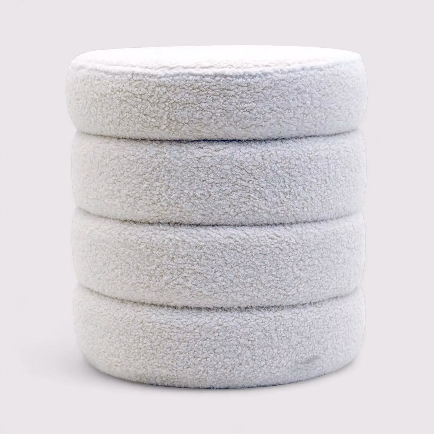 Uxi - Pouf tondo contenitore bianco per salotto