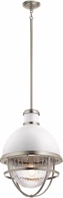 Sospensione Contemporanea Tollis Acciaio Nichel Bianco Grande 1 Luce E27