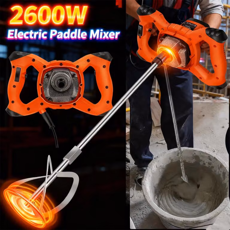 Miscelatore elettrico per malta e vernici - 2600 W - 6 velocità - Adatto per intonaco e vernici - Alimentazione di rete - Colore: arancione/nero
