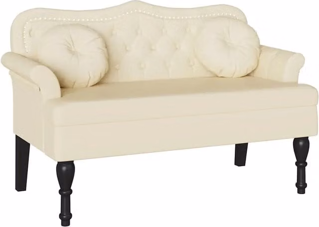Panca Chesterfield DESIGN IN in pelle sintetica color beige, L: 120,5 cm, P: 65 cm, H: 75 cm