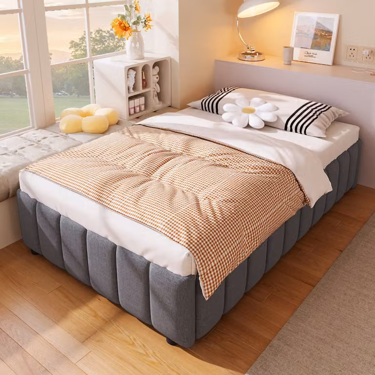Letto imbottito idraulico Flieks 90x200 cm senza testiera, letto con contenitore, letto in legno con rete a doghe, letto per ragazzi, letto classico, letto boxspring, biancheria da letto