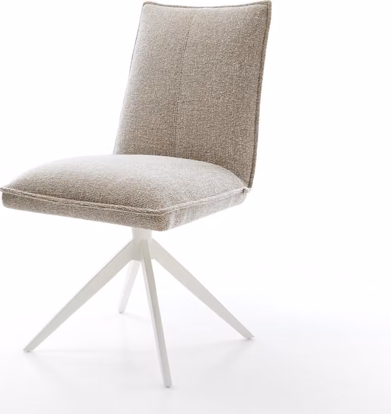 DELIFE sedia girevole Lelio-Flex tessuto morbido beige telaio trasversale largo bianco girevole a 360° funzione dondolo nucleo a molle tascabili