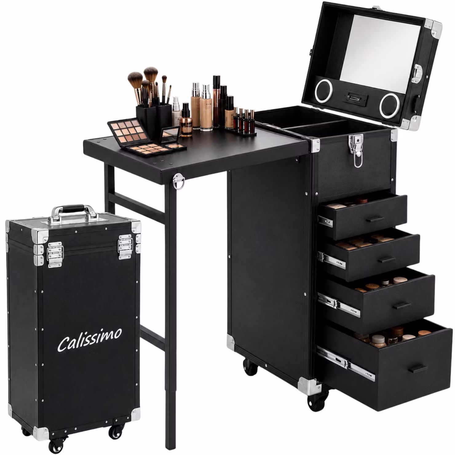 Valigia cosmetica tavolo per trucco scrivania cosmetica per manicure pieghevole portatile mobile professionale stazione per stilista di unghie estetista per salone e lavoro mobile