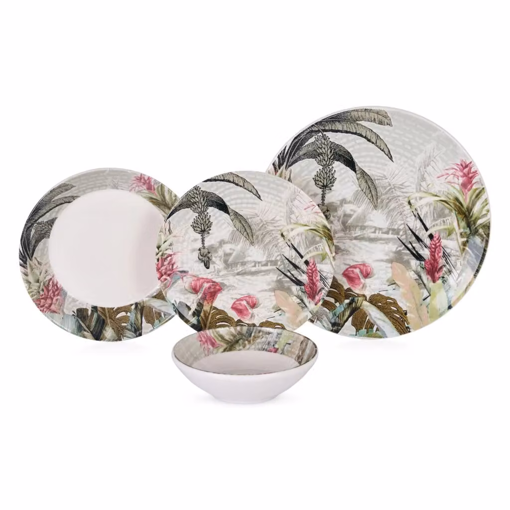 Servizio piatti DMORA Nohaza in ceramica con decoro floreale, set da 24 pezzi, multicolore – 2