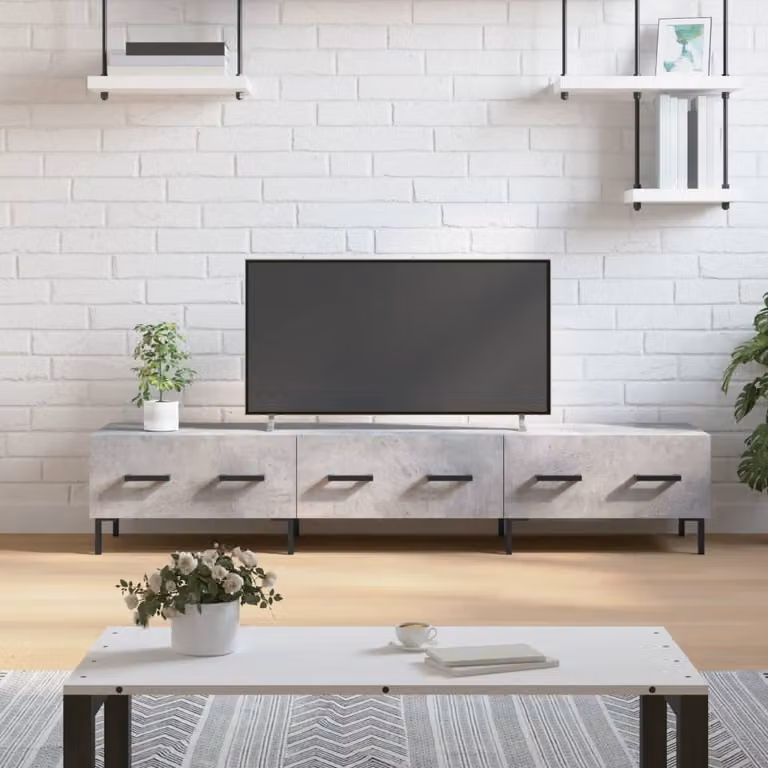 vidaXL Mobile Porta TV Moderno Grigio con Ruote in Legno e Metallo L: 150 cm, P: 36 cm, H: 30 cm