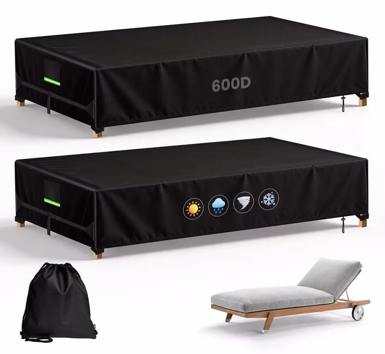 2 coperture per sedia a sdraio da giardino, tessuto Oxford 600D, impermeabili, dimensioni 210x75x40 cm