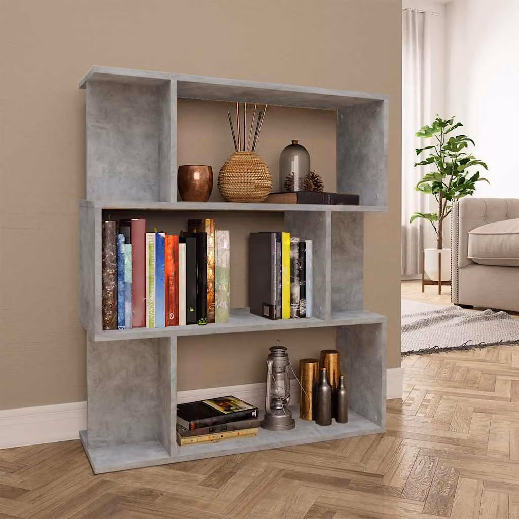 Libreria/Divisorio vidaXL Grigio Cemento in Legno Ingegnerizzato L: 80 cm, P: 24 cm, H: 96 cm