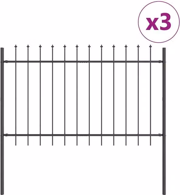 Recinzione per Giardino | Recinzione da cortile 3 pz Grigio 5,1 x 1 m