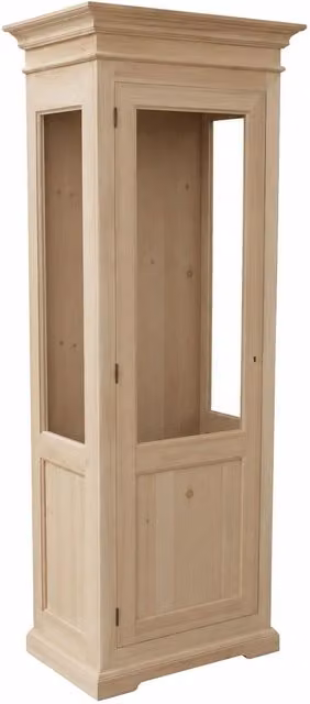 Vetrina classica con porta in vetro Mobili 2G in legno grezzo L: 86 cm, P: 51 cm, H: 215 cm – 1