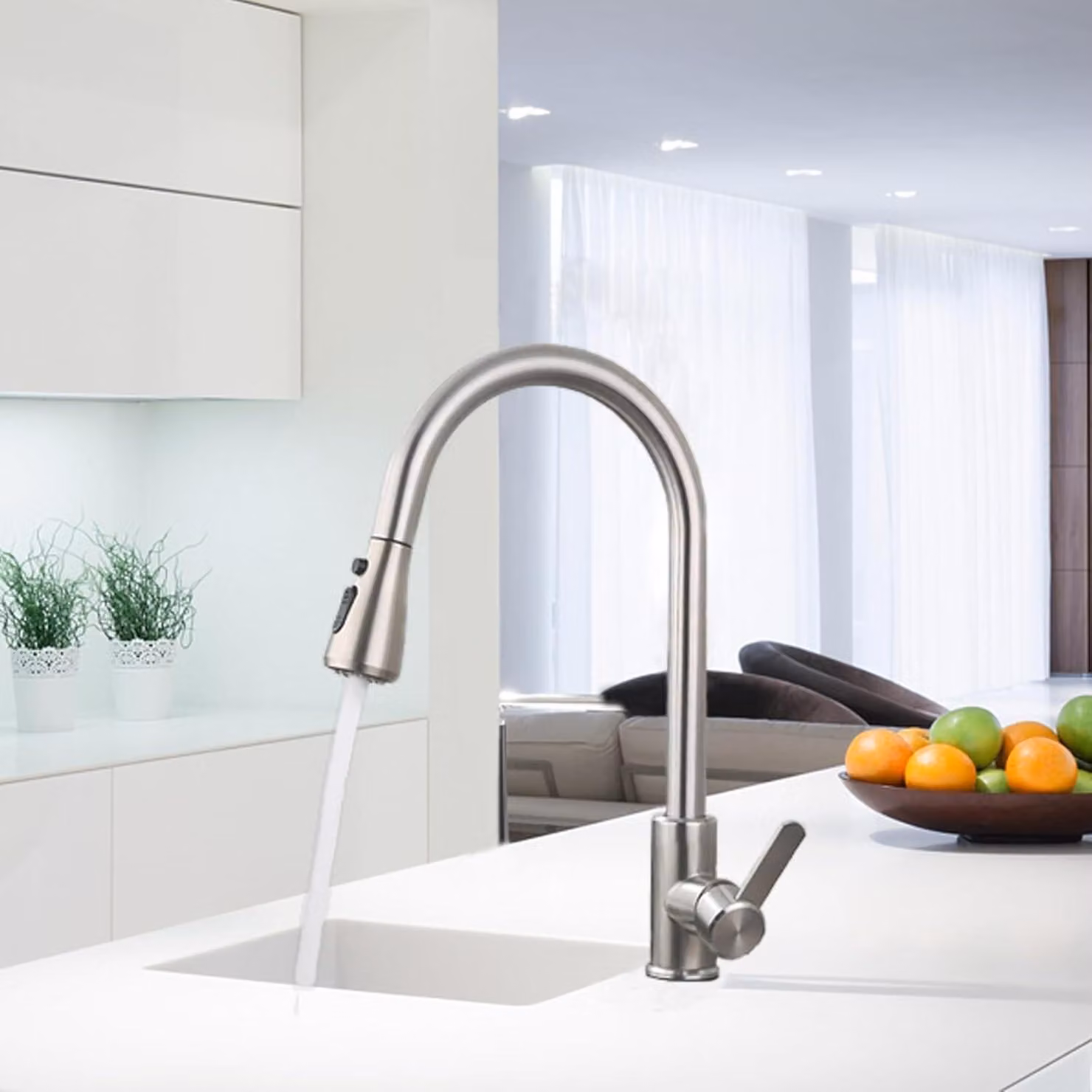 Rubinetto da cucina estraibile con rotazione a 360° e 3 modalità di erogazione