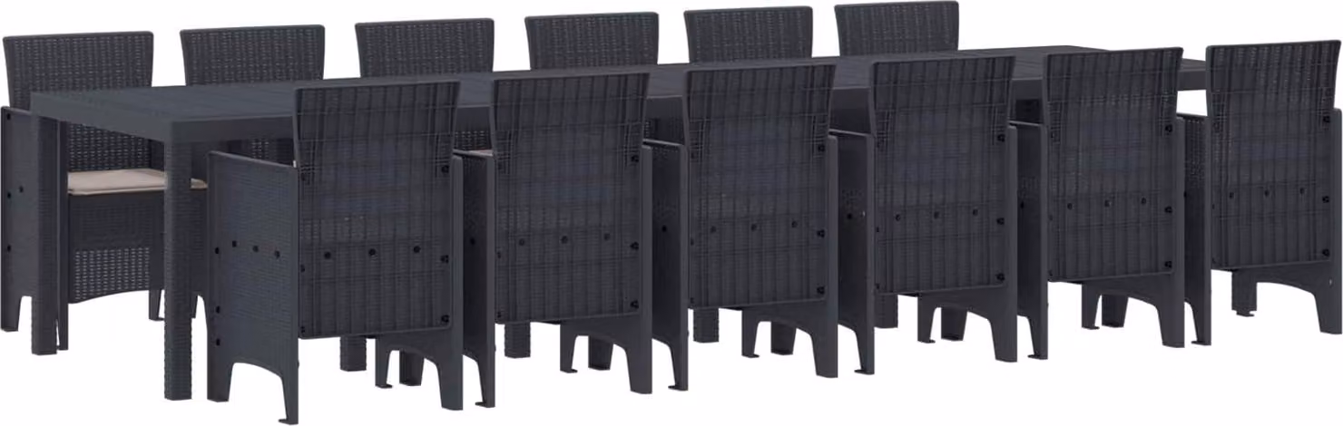 Set da Pranzo per Giardino 13 pcs Antracite Rattan Polt