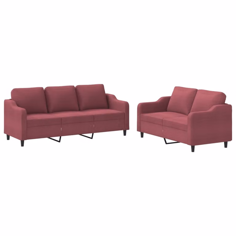 SYFAX™ Set di Divani 2 pz con Cuscini Rosso Vino in Tessuto