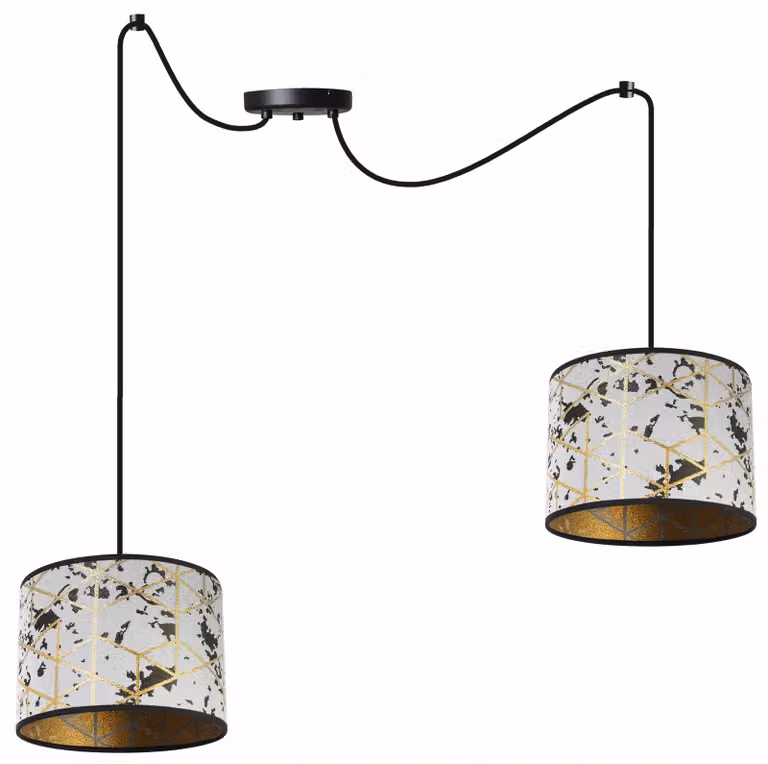 Lampada a sospensione a forma di ragno con motivo dorato – Lampada a sospensione moderna con paralume, lampada da soffitto per soggiorno e sala da pranzo