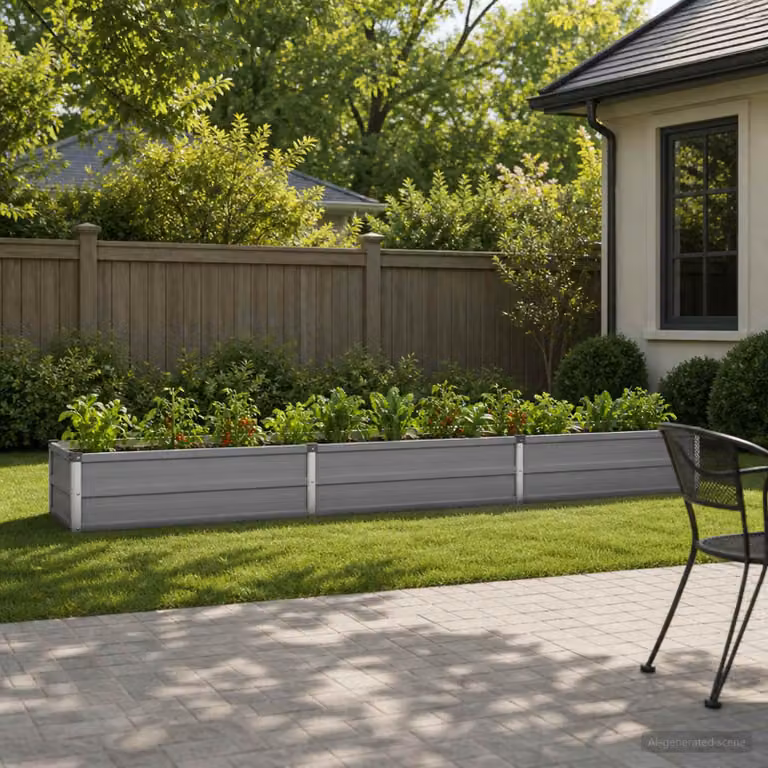 Letto rialzato da giardino vidaXL in metallo Grigio L: 240 cm, P: 40 cm, H: 24 cm