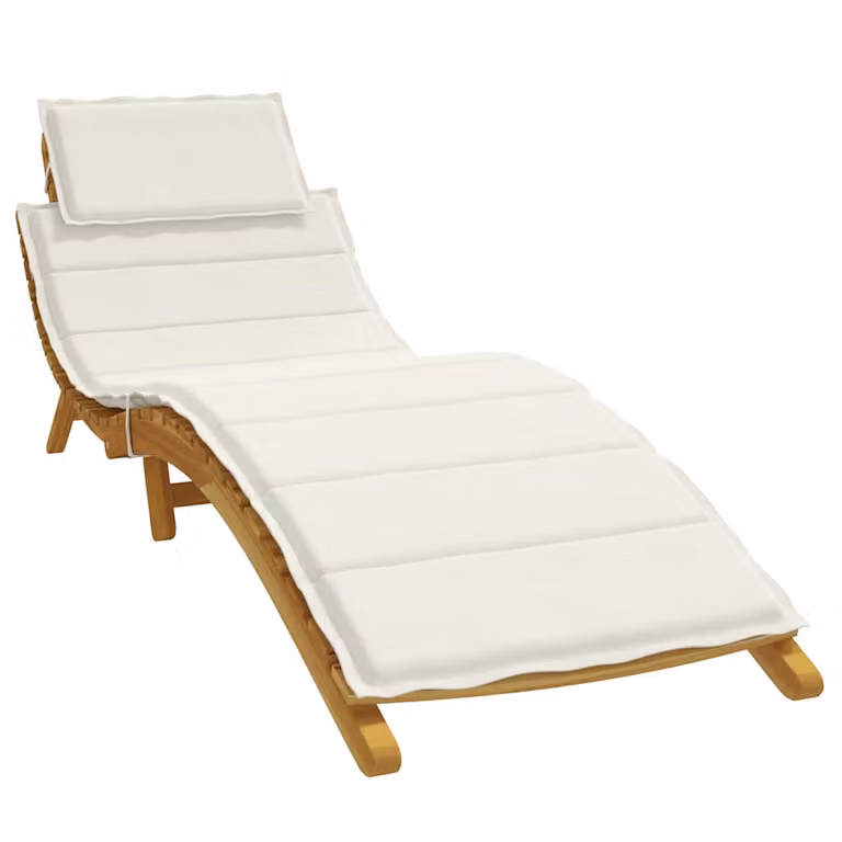 vidaXL Cuscino per Lettino Prendisole Beige e Bianco in Poliestere con Schiuma, L/P/H: 186 x 58 x 4 cm