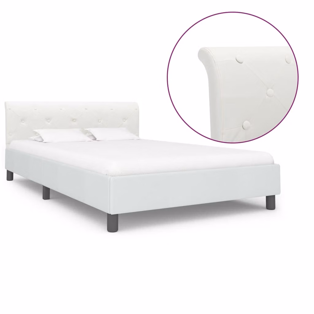 The Living Store Struttura letto in ecopelle bianca 140×200 cm
