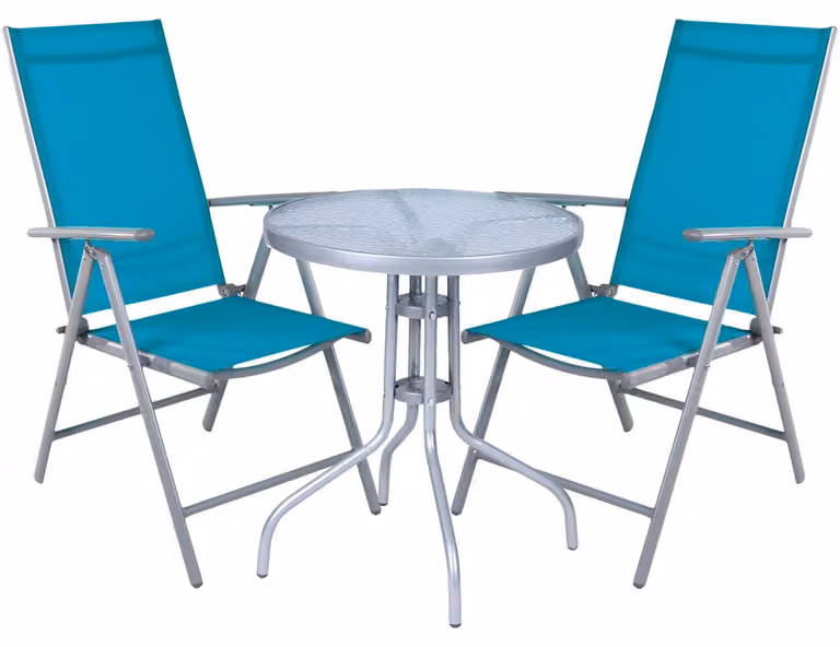Set di sedute da bistrot Set da bistrot 3 pezzi grigio argento / petrolio