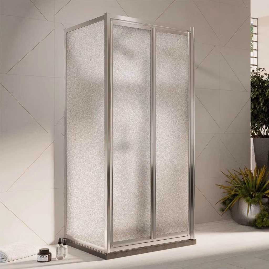 Box Doccia Idralite Modello West con Cristallo Stampato, Forma Rettangolare a U, 2 Ante Battenti e 2 Pannelli Fissi, L: 100 cm, P: 75 cm, H: 198 cm – 2