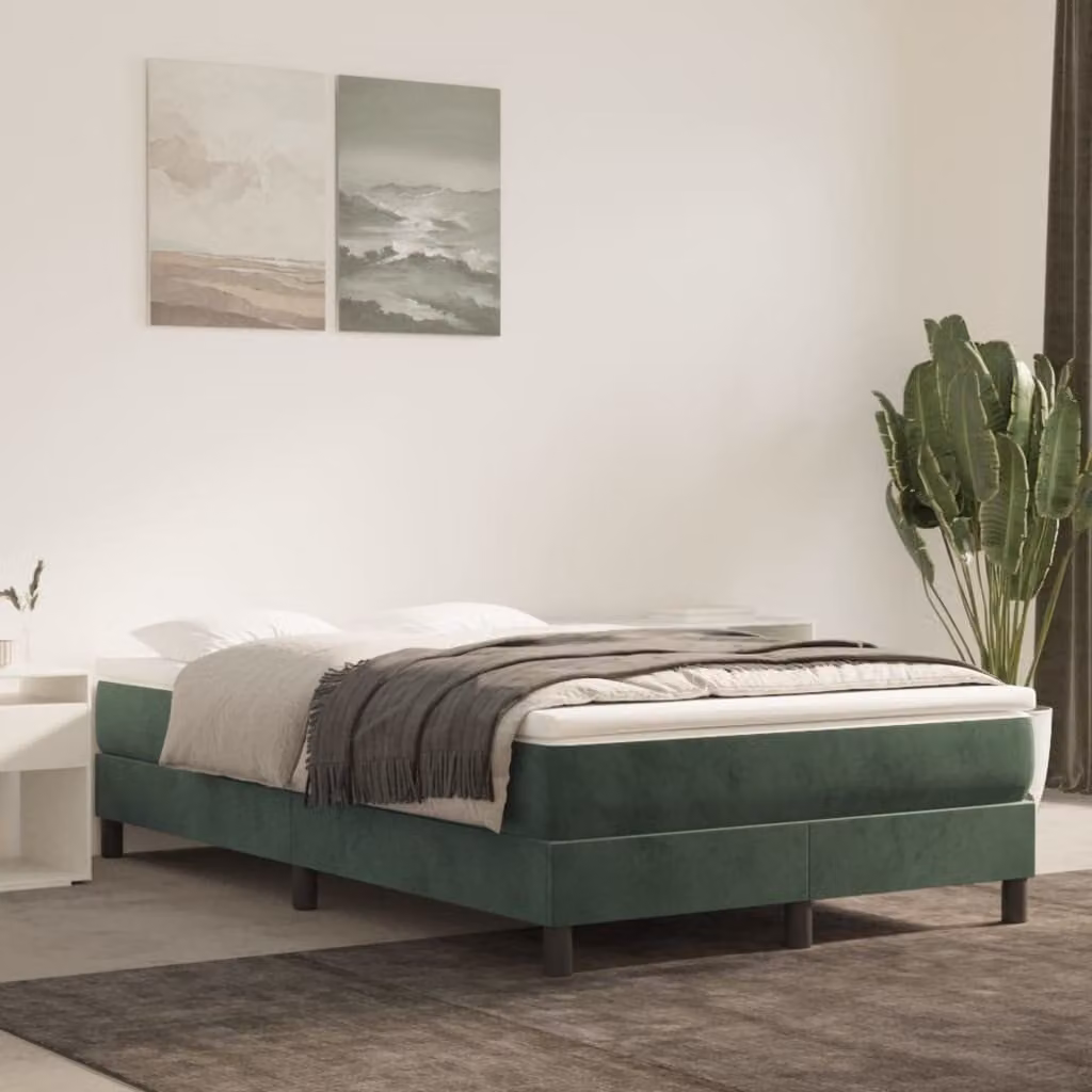 The Living Store Box spring bed verde scuro 120x200 cm in velluto