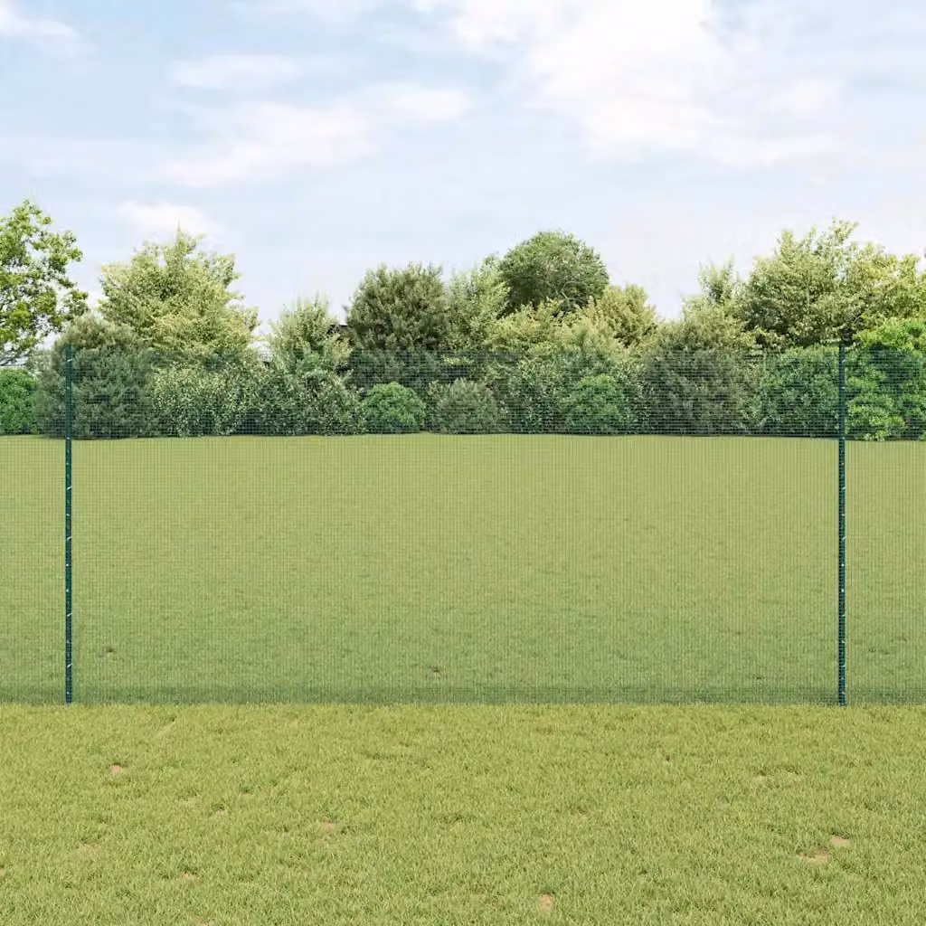 Recinzione in rete saldata con pali vidaXL, colore verde, L: 10 m, H: 1,4 m