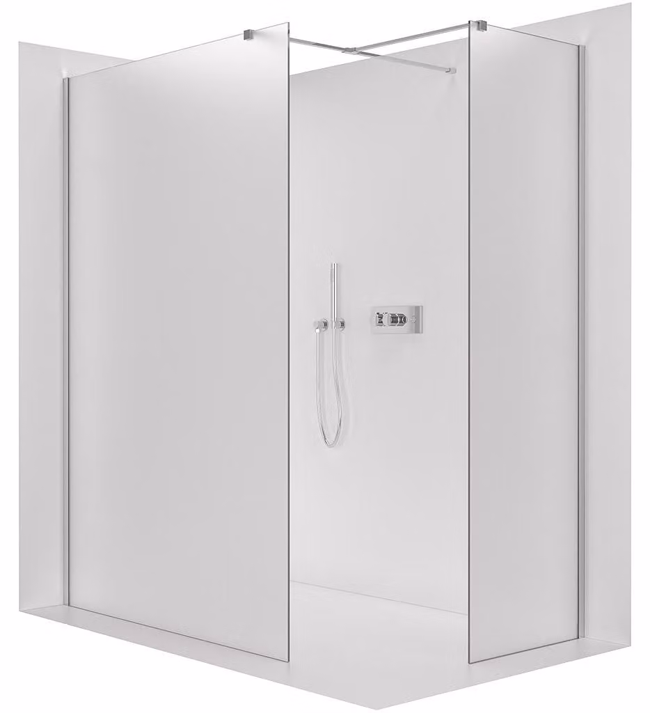 Pannello doccia angolare Walk-in Onyx T, versione sinistra/destra - 8 mm - profilo quadrato - cromo, vetro opaco - 100x90x200 cm